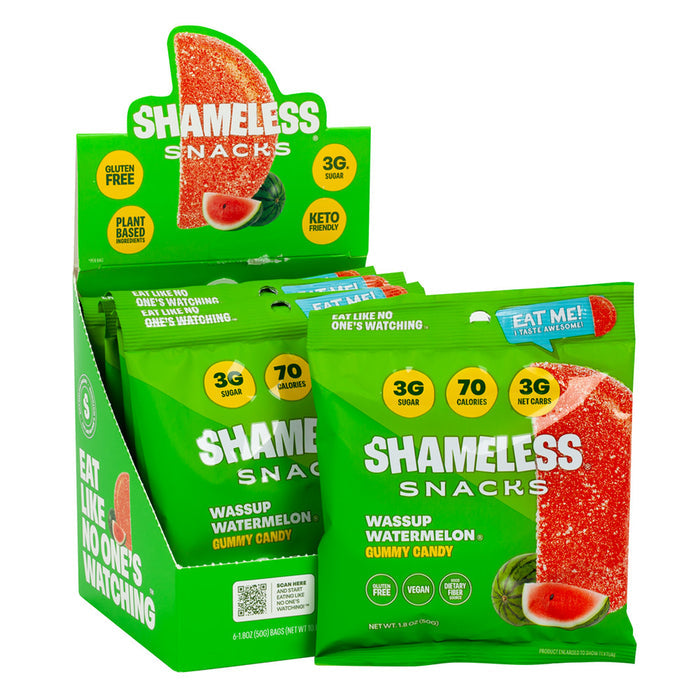 Shameless Snacks Watermelon Flavored Gummy Treats Wassup Peg Bags - 6 Count