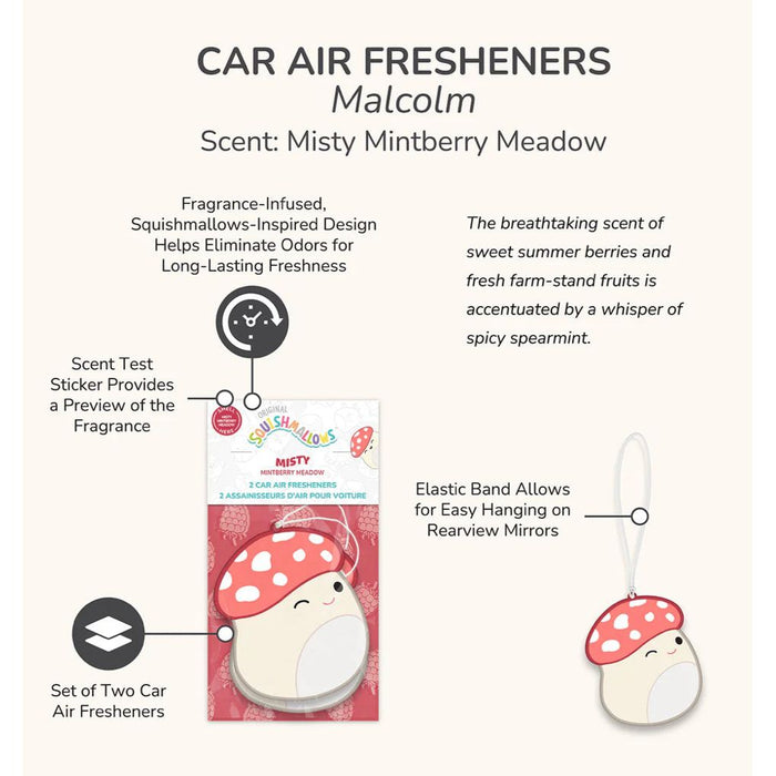 Squishmallow Air Fresheners 2 Pack - Malcolm Misty Mintberry Meadow - Owl & Goose Gifts
