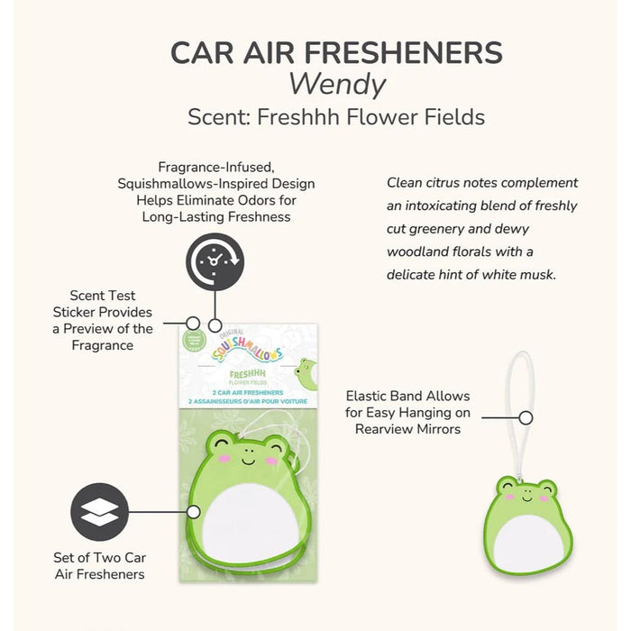 Squishmallow Air Fresheners 2 Pack - Wendy Freshhh Flower Fields - Owl & Goose Gifts