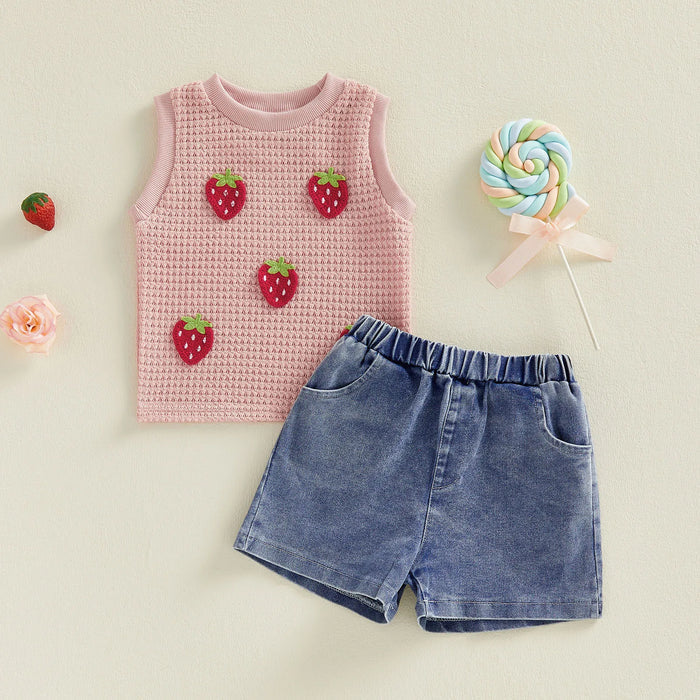 STRAWBERRY Denim Shorts Outfit