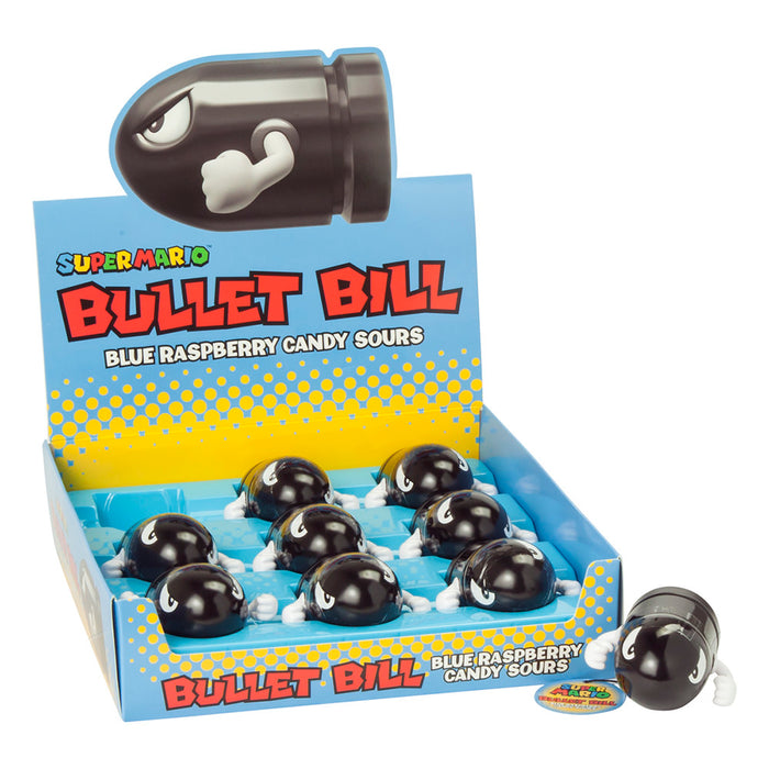 Super Mario Bullet Bill Blue Raspberry Sour Candy Tins - 9 Count