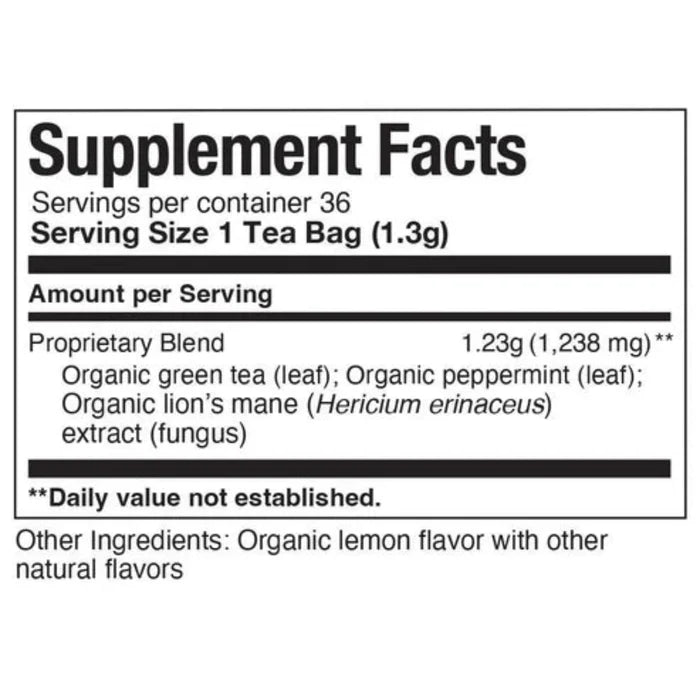 Super Shroom Green Tea - Focus nutrition info
