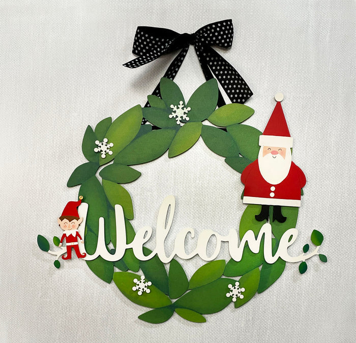 Welcome Magnetic Word w/ Greenery - 18" White