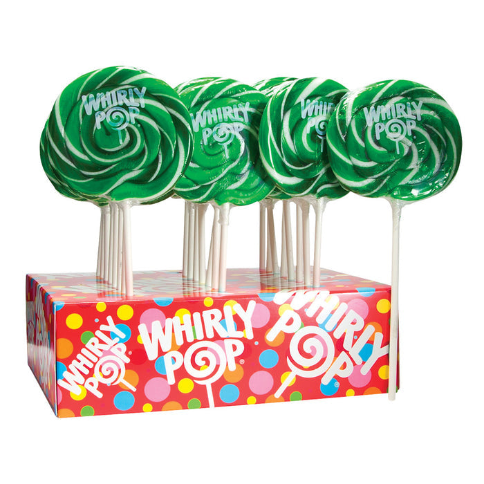 Whirly Pop Lime Dark Green and White Lollipops - 24 Count