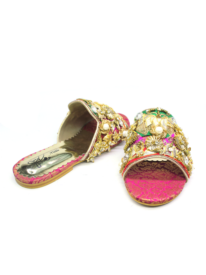 Women Slippers With Gota Work