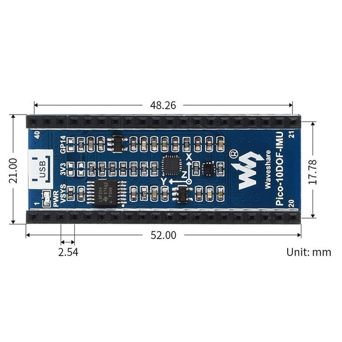 10-DOF IMU Sensor Module for Raspberry Pi Pico by Waveshare - The Pi Hut