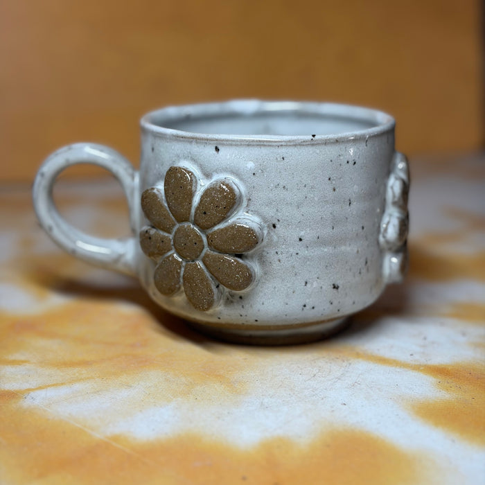 12oz white flower mug