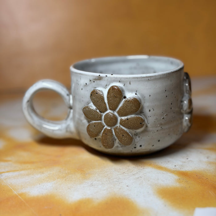 12oz white flower mug