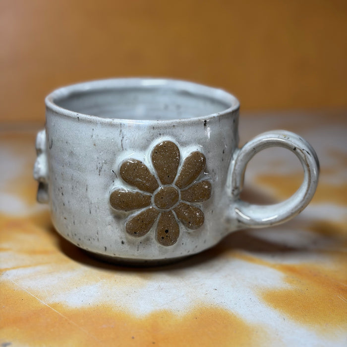 12oz white flower mug