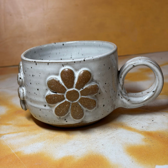 12oz white flower mug