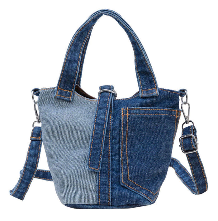 20cm Denim Bucket Bag Travellers Hat Boutique