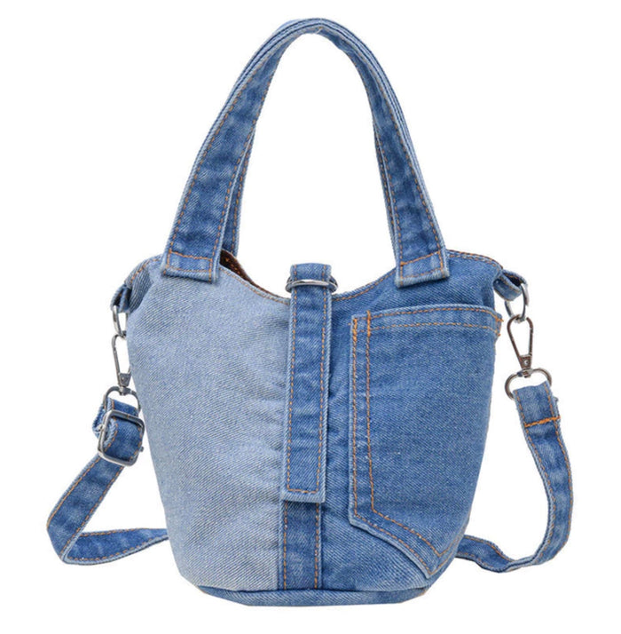 20cm Denim Bucket Bag Travellers Hat Boutique