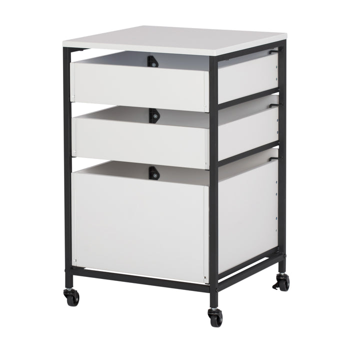 3-Drawer Mobile Organizer Cart for Home, Office, Craft, Sewing Storage - Black/White 10223