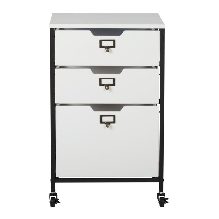 3-Drawer Mobile Organizer Cart for Home, Office, Craft, Sewing Storage - Black/White 10223