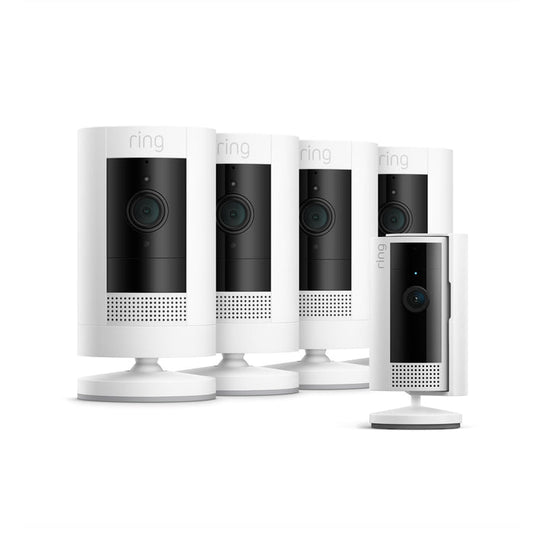 White:4-Pack Outdoor Camera Battery + Indoor Camera (2nd Gen)  (UK adapter)