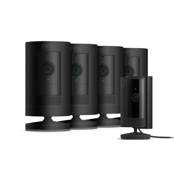 Black:4-Pack Outdoor Camera Battery + Indoor Camera (2nd Gen)  (UK adapter)