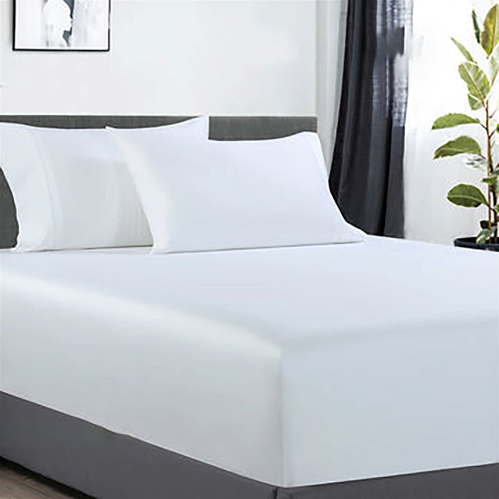 400 thread count bamboo cotton 1 fitted sheet with 2 pillowcases queen white-#product_category#-Home Living Store