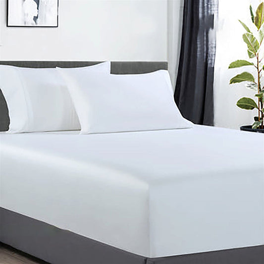400 thread count bamboo cotton 1 fitted sheet with 2 pillowcases queen white-#product_category#-Home Living Store