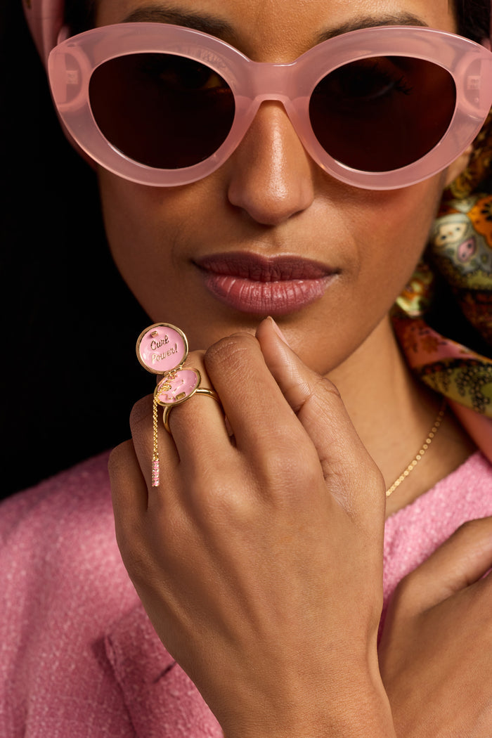 60s Hair Dryer & Curler Locket Ring
