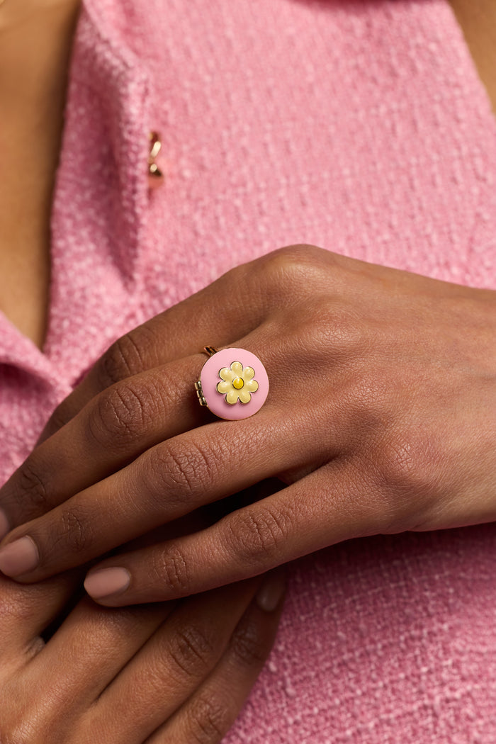 60s Hair Dryer & Curler Locket Ring
