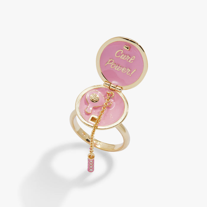60s Hair Dryer & Curler Locket Ring