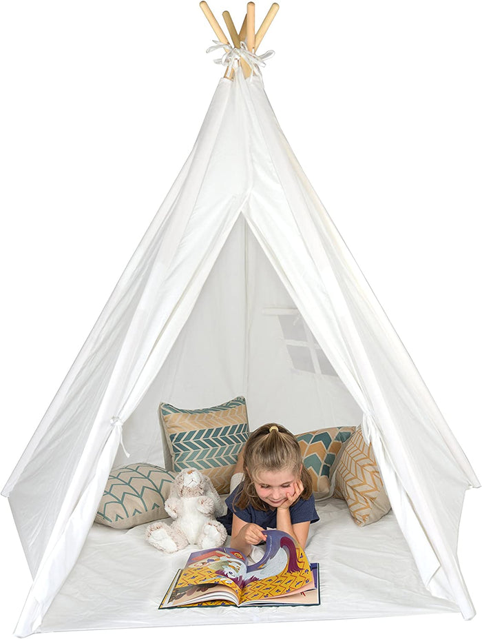 6ft Giant Teepee Play House of Pine Wood With Carry Case White