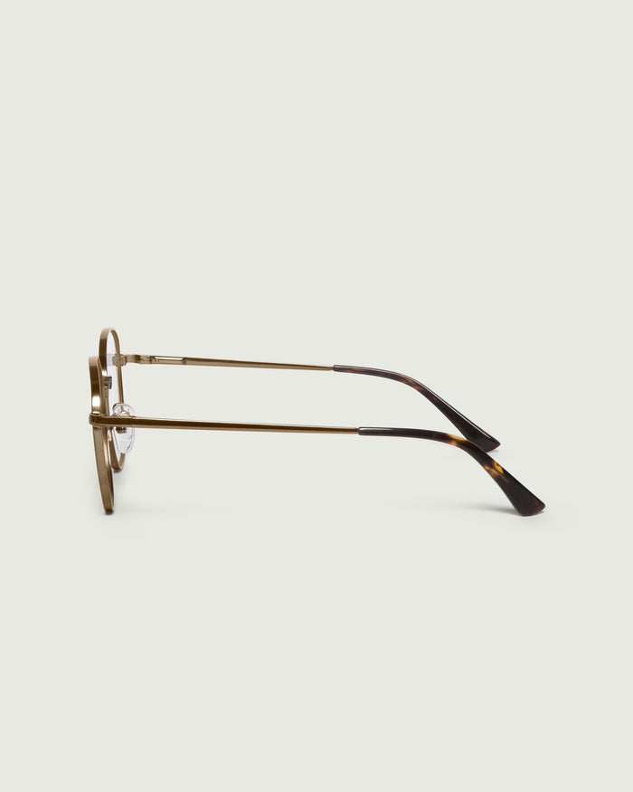 Rye::Abbot Eyeglasses round brown metal side