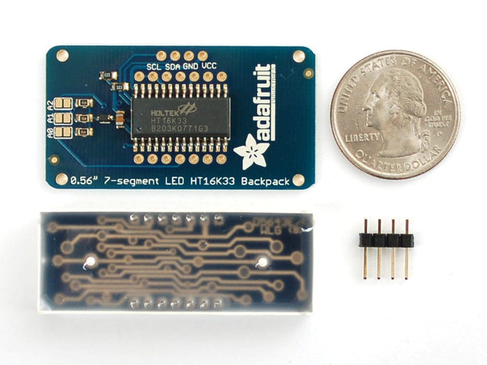 Adafruit 0.56" 4-Digit 7-Segment Display w/I2C Backpack - Red by Adafruit - The Pi Hut