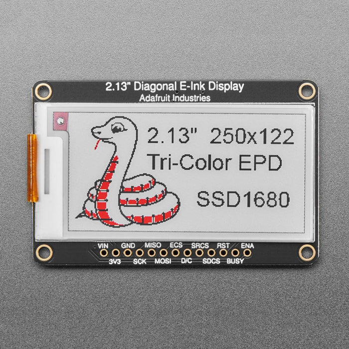 Adafruit 2.13" 250x122 Tri-Color eInk / ePaper Display with SRAM - SSD1680 Driver by Adafruit - The Pi Hut