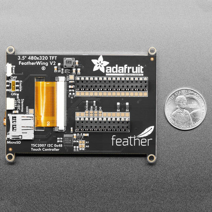 Adafruit TFT FeatherWing - 3.5" 480x320 Touchscreen for Feathers - V2 with TSC2007 by Adafruit - The Pi Hut