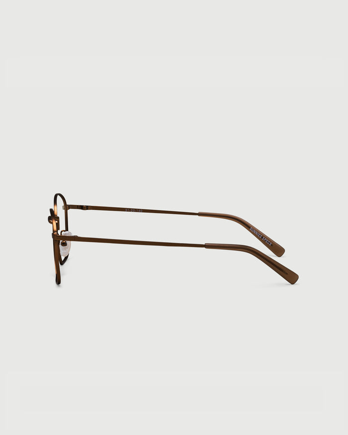 Bronze::Akira Eyeglasses square brown metal side