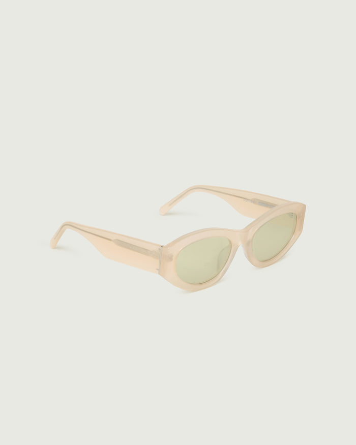 Sheer Apple::Alba Sunglasses cateye white acetate front diagonal