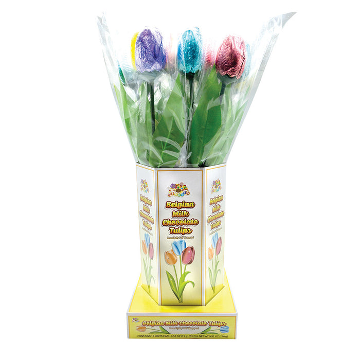 Albert's Candies Tulip Foiled Milk Chocolate Candy In Display Vase - 18 Count
