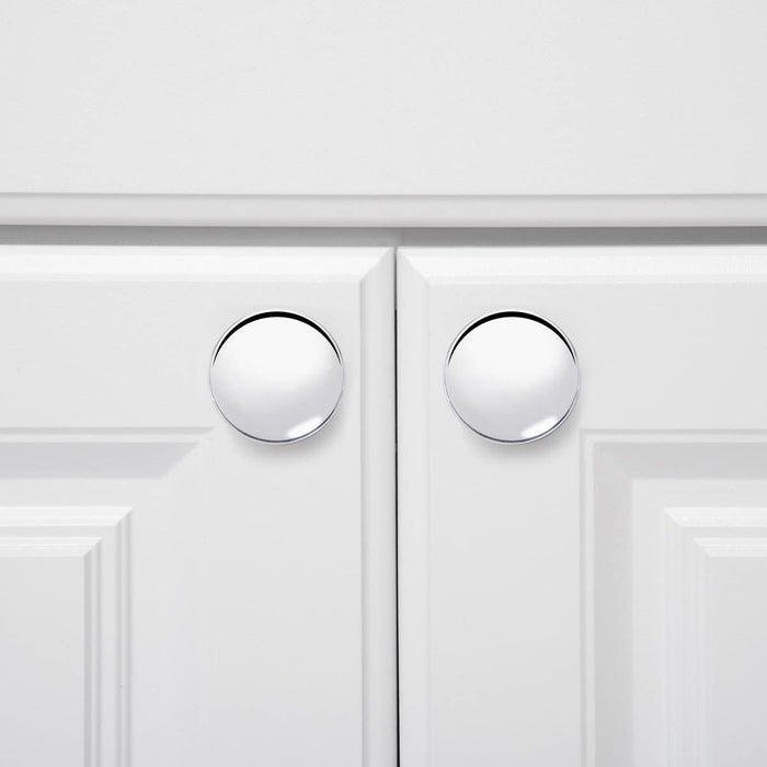 AmazonBasics Round Cabinet Knob 1.57in Diameter Polished Chrome 10Pack