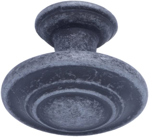 AmazonBasics Traditional Top Ring Cabinet Knob 1.25in Diameter Antique Silver 10Pack