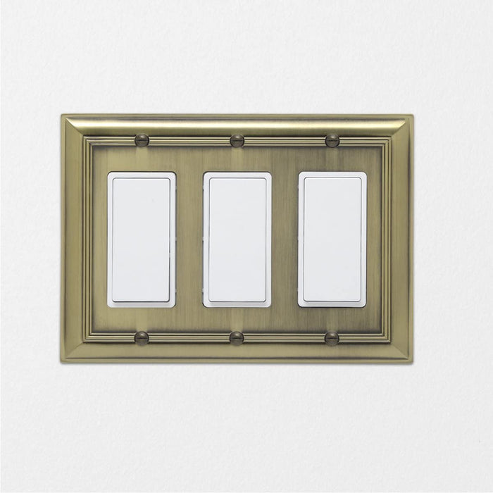 AmazonBasics Triple Gang Wall Plate Antique Brass 1 Pack
