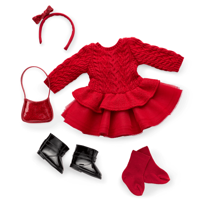 American Girl® x Something Navy Crimson Sparkle Sweater Dress for 18-inch Dolls