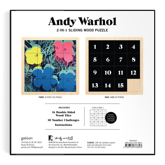 Andy Warhol Flowers 2-in-1 Sliding Wood Puzzle Andy Warhol