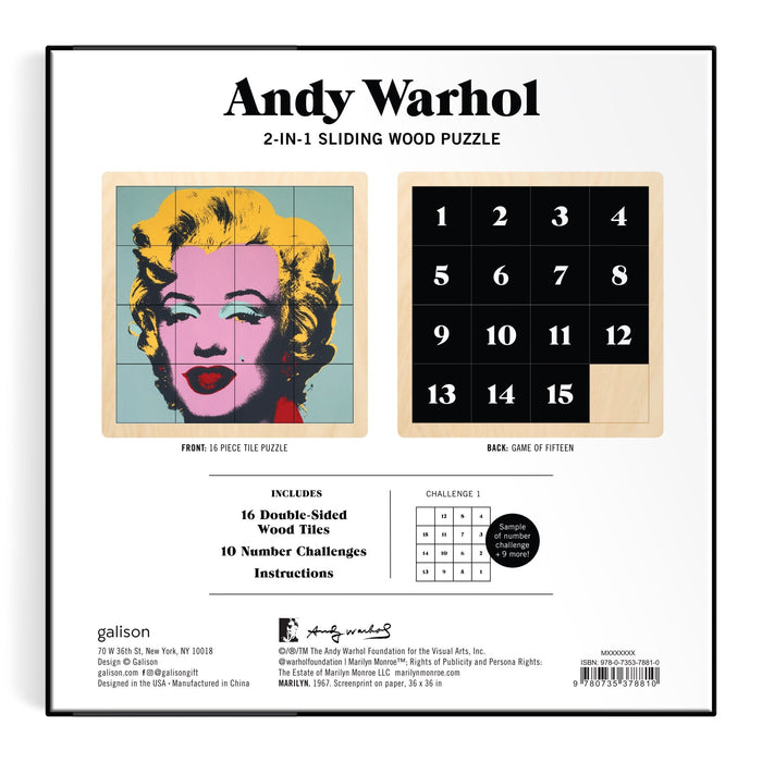 Andy Warhol Marilyn 2-in-1 Sliding Wood Puzzle Andy Warhol