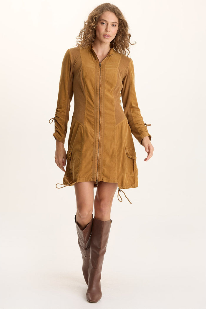 XCVI Anu Corduroy/Jersey Cinched Jacket-Dress