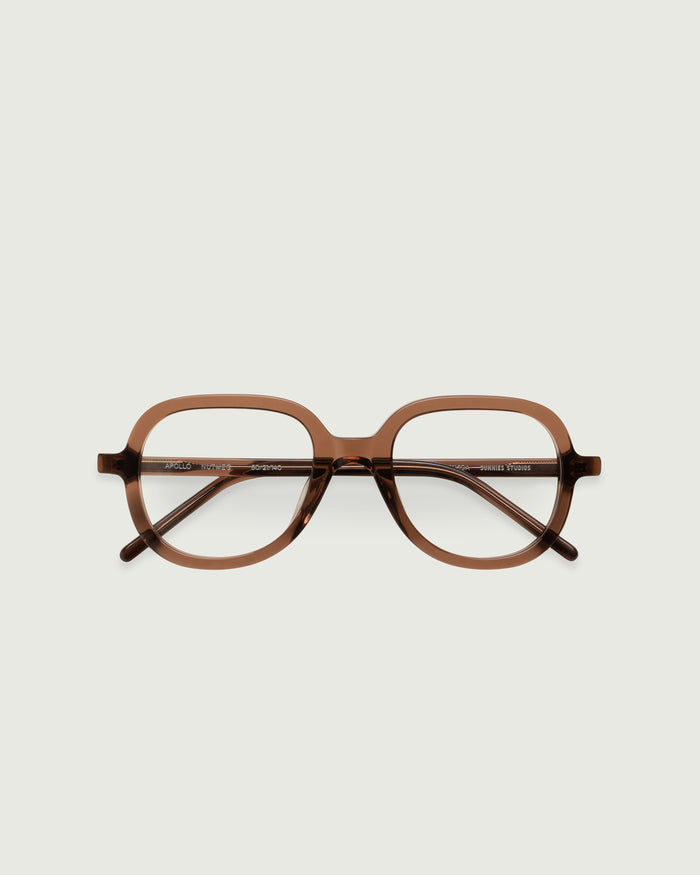Nutmeg::Apollo Eyeglasses round brown acetate top