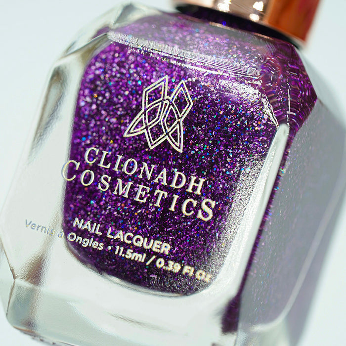 Close-up, angled shot of Armadillo's Night Out Nail Lacquer bottle on a white background.