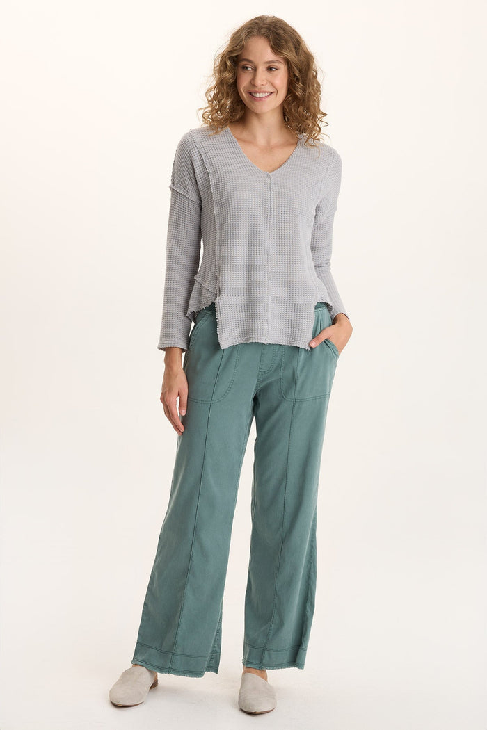 XCVI Arnie Thermal Asymmetrical Hem V-Neck Top