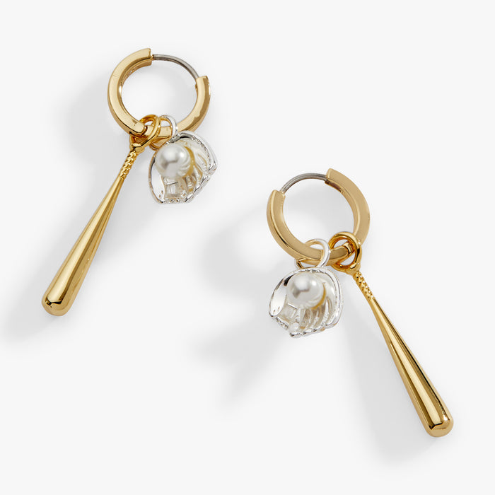 Ballgame Interchangeable Duo Charm Hoop Earrings