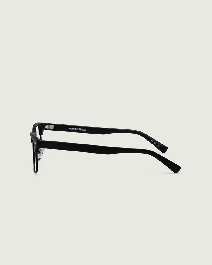 Charcoal::Barragan Eyeglasses browline black plastic side