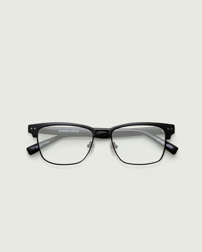 Charcoal::Barragan Eyeglasses browline black plastic top