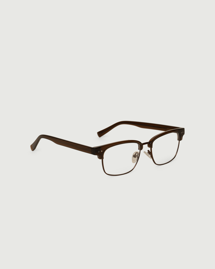 Sundial::Barragan Eyeglasses rectangle brown castor seed front diagonal