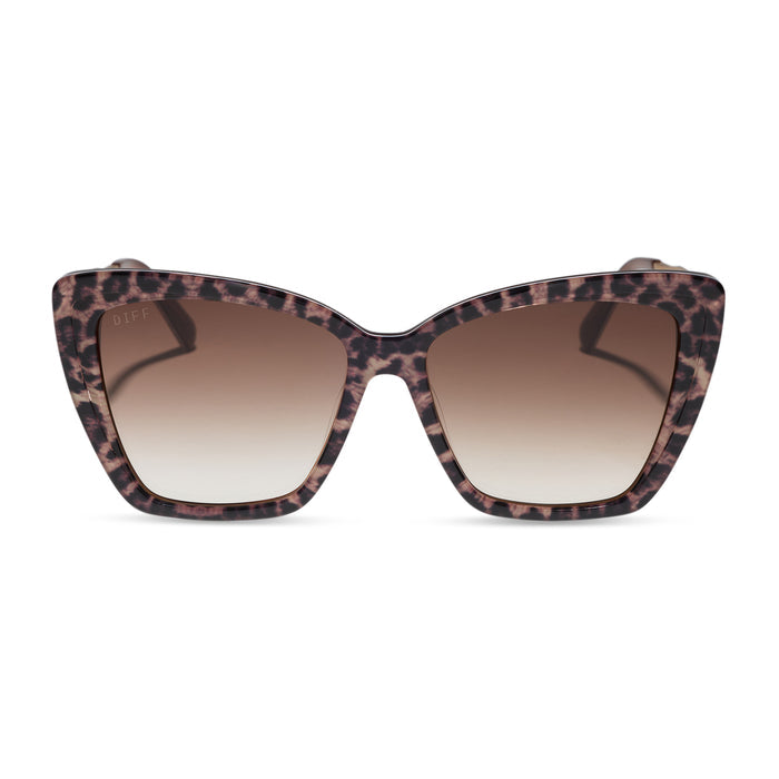 Becky ii Leopard Tortoise & Brown Gradient Oversized Cat Eye Sunglasses front