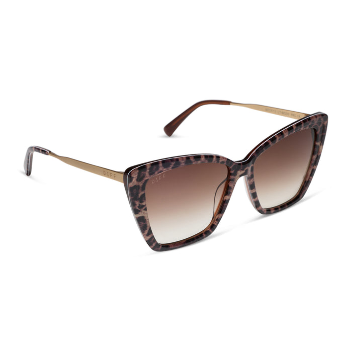 Becky ii Leopard Tortoise & Brown Gradient Oversized Cat Eye Sunglasses angle