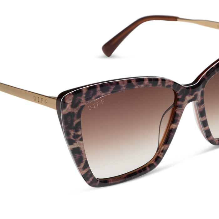 Becky ii Leopard Tortoise & Brown Gradient Oversized Cat Eye Sunglasses top side angle
